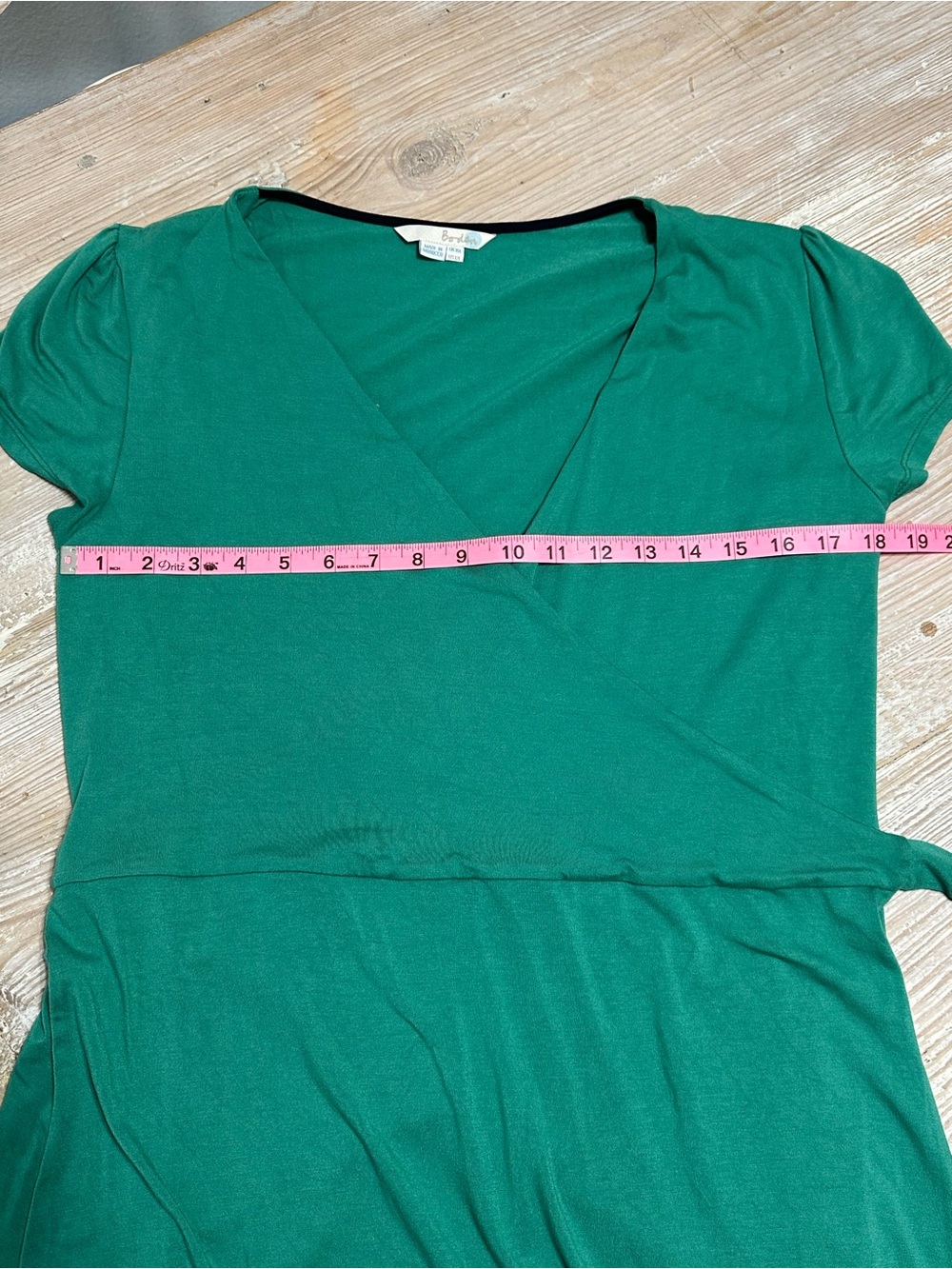 Boden Spring Green V-Neck Wrap Knee Length Dress Sz 12L - Picture 10 of 10